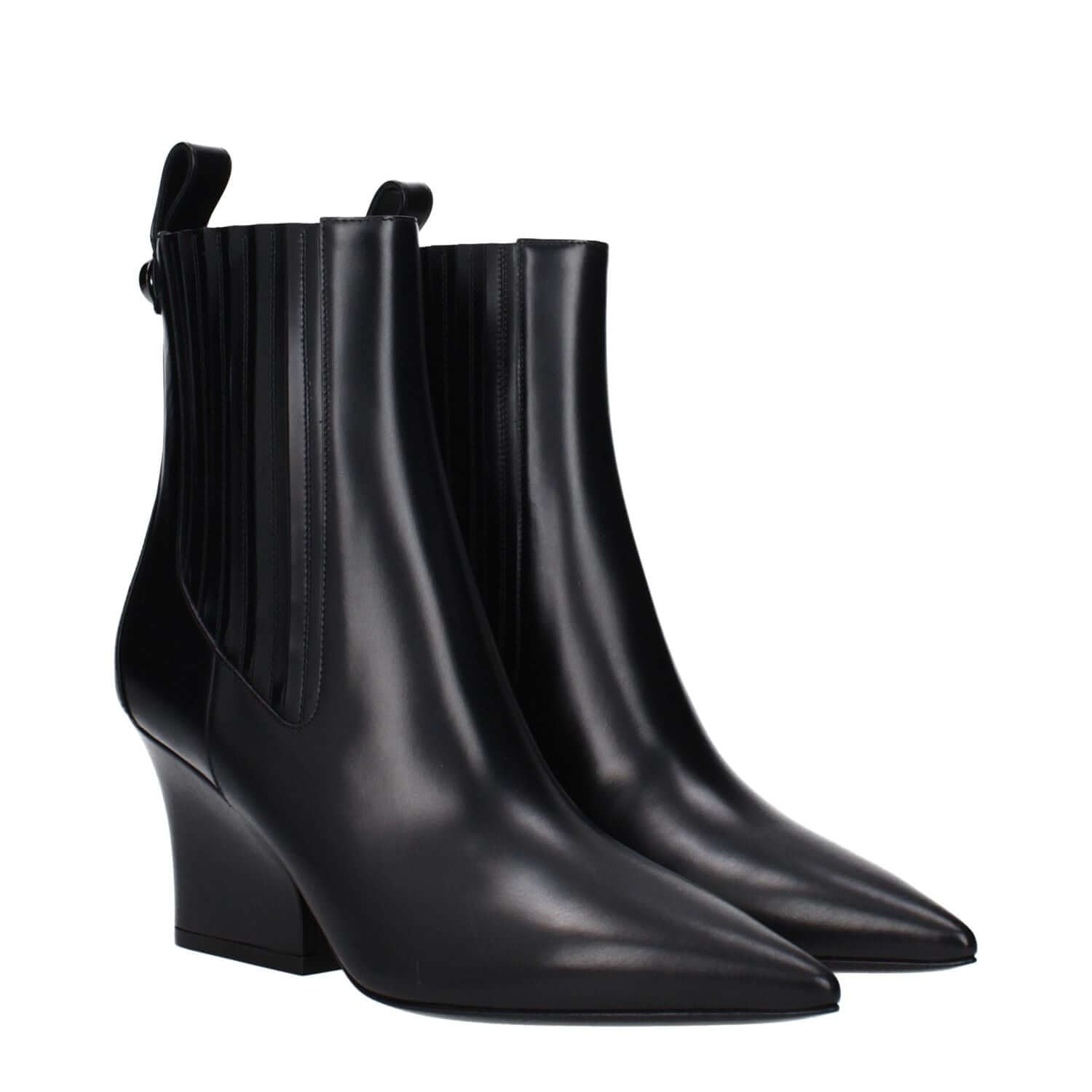 Valentino Garavani Black Leather Ankle Boots