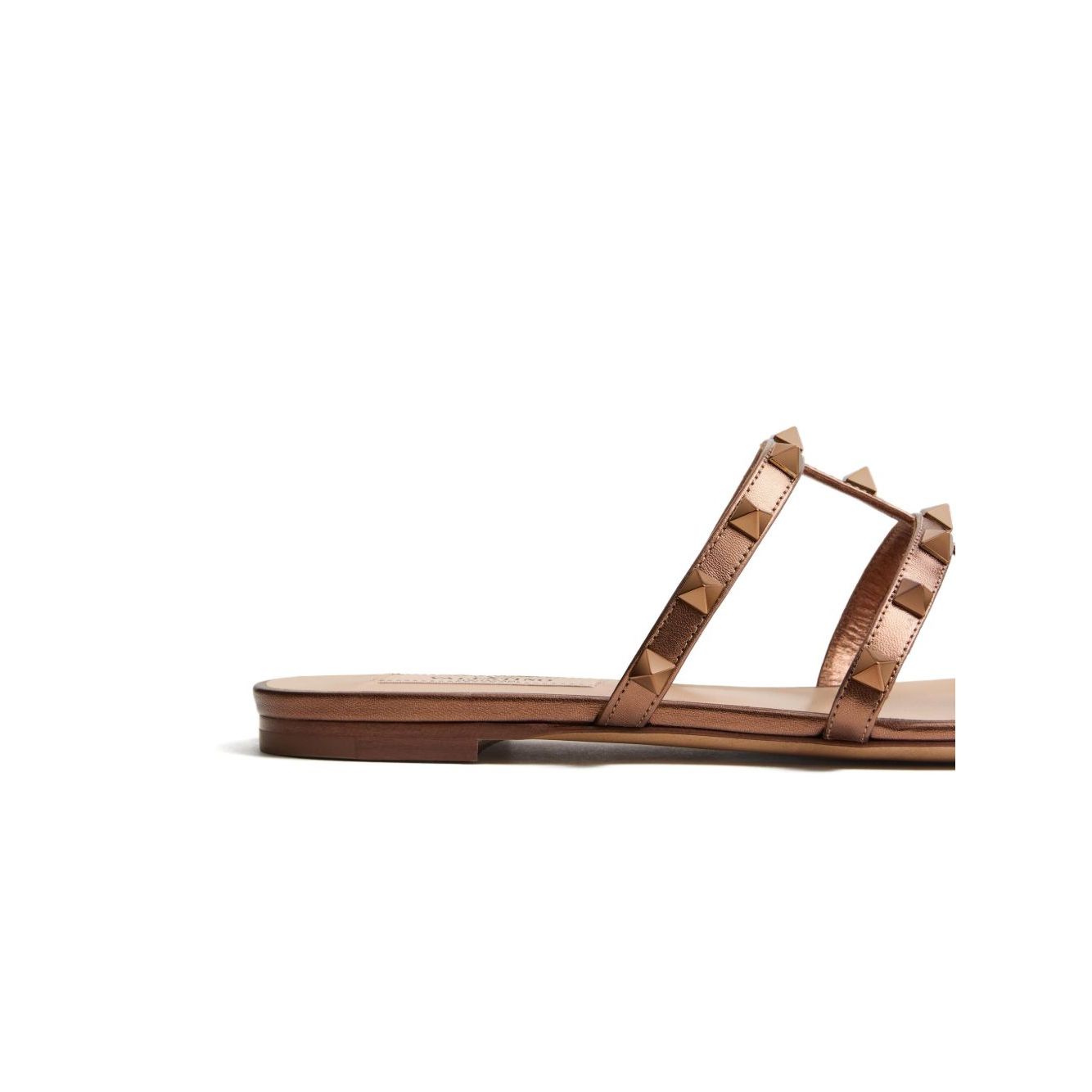 Valentino Garavani Rockstud Low Slide Sandal in Laminated Nappa Leather