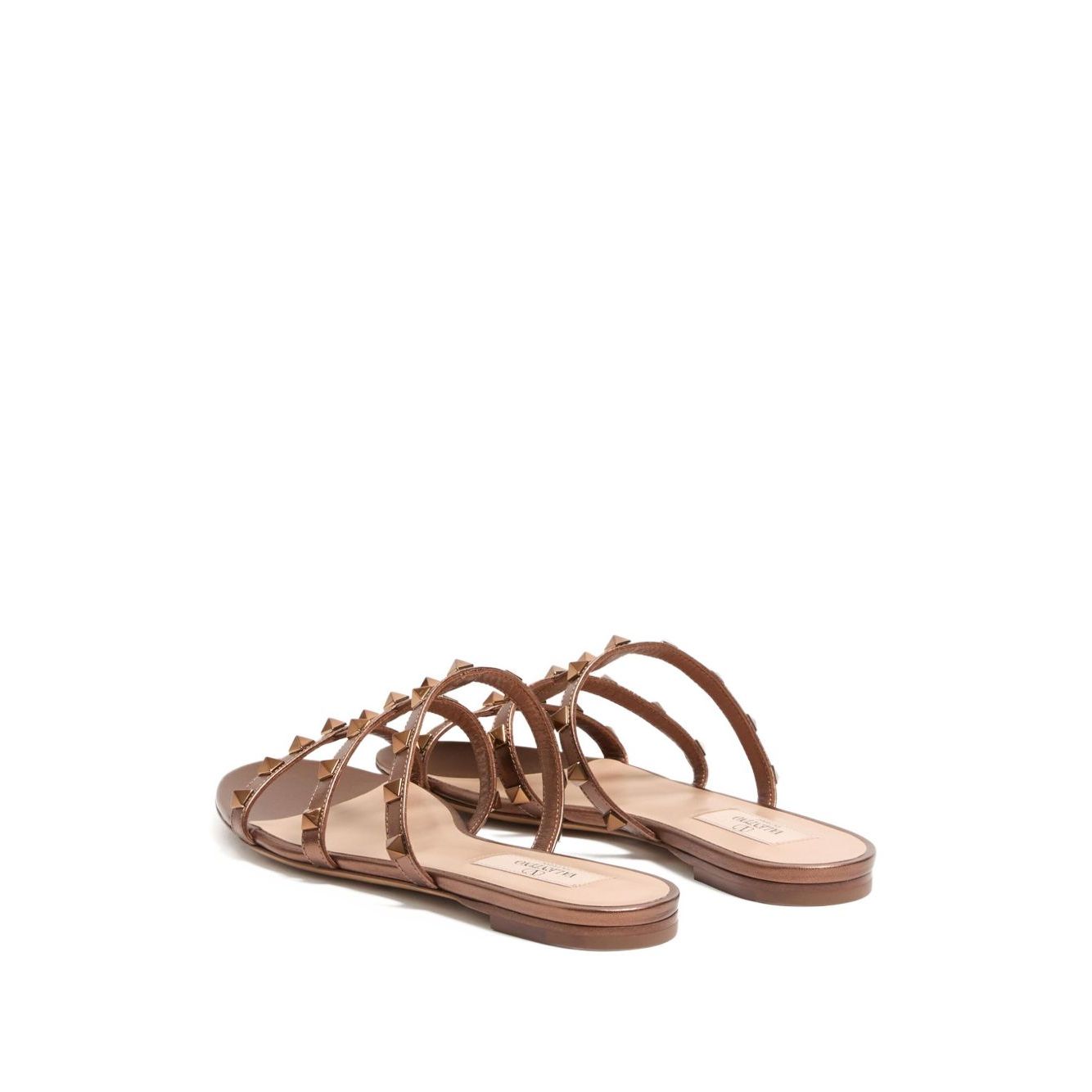 Valentino Garavani Rockstud Low Slide Sandal in Laminated Nappa Leather