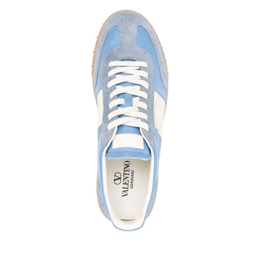 Blue Valentino Garavani Upvillage sneakers with front lace-up and flat sole, top view