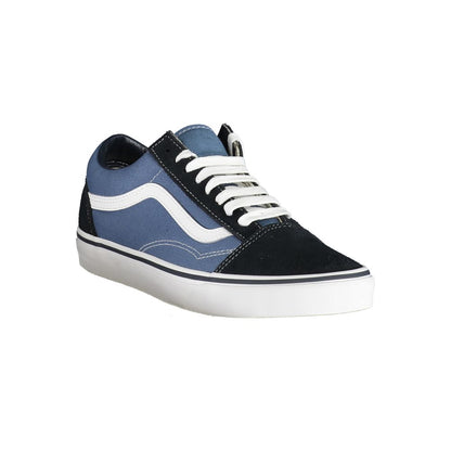 Vans Blue Leather Men Sneaker with classic contrasting details and signature Vans logo, crafted for comfort and style.