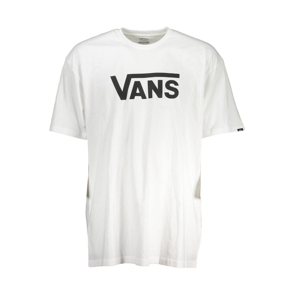 Vans White Cotton Men T-Shirt with iconic logo, perfect for skater-chic style and comfort.