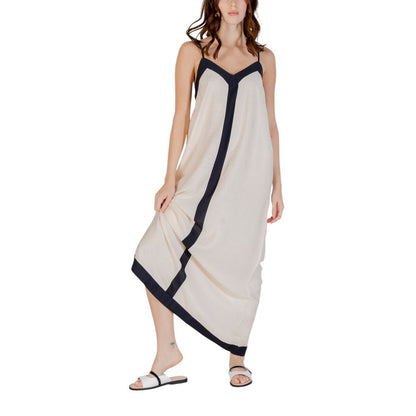Vero Moda Beige Nylon Long Dress Vero Moda