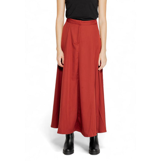 Vero Moda Red Polyester Skirt, Women's Fall/Winter Collection, 100% Polyester, Full Length, Stylish Design