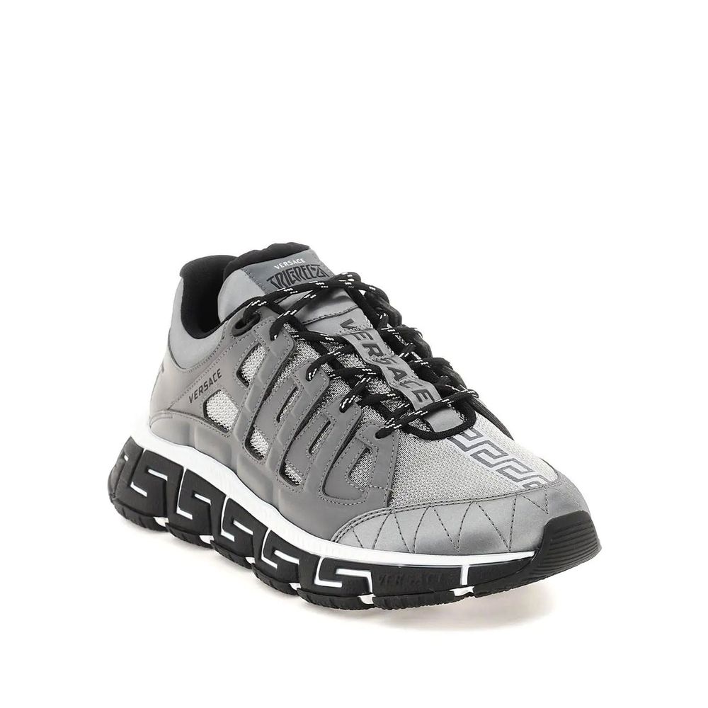 Versace Trigreca Sneaker with leather details, rubber sole, and logo accents, crafted in Italy.