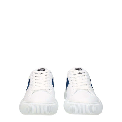 Versace White Leather Low Top Sneakers with front and back logo, showcasing sleek white design and stylish luxury brand appeal.
