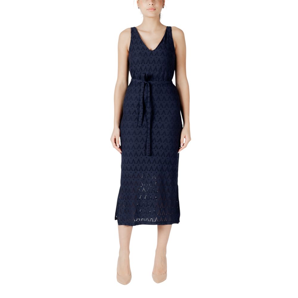 Vila Clothes Blue Recycled Polyester Midi Dress Vila Clothes