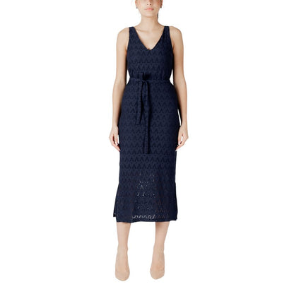 Vila Clothes Blue Recycled Polyester Midi Dress Vila Clothes