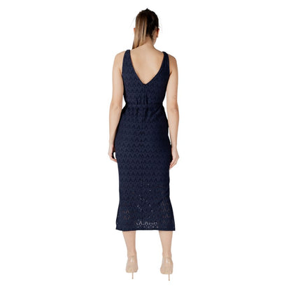Vila Clothes Blue Recycled Polyester Midi Dress Vila Clothes