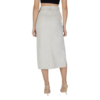 Vila Clothes Cream Cotton Long Skirt Vila Clothes