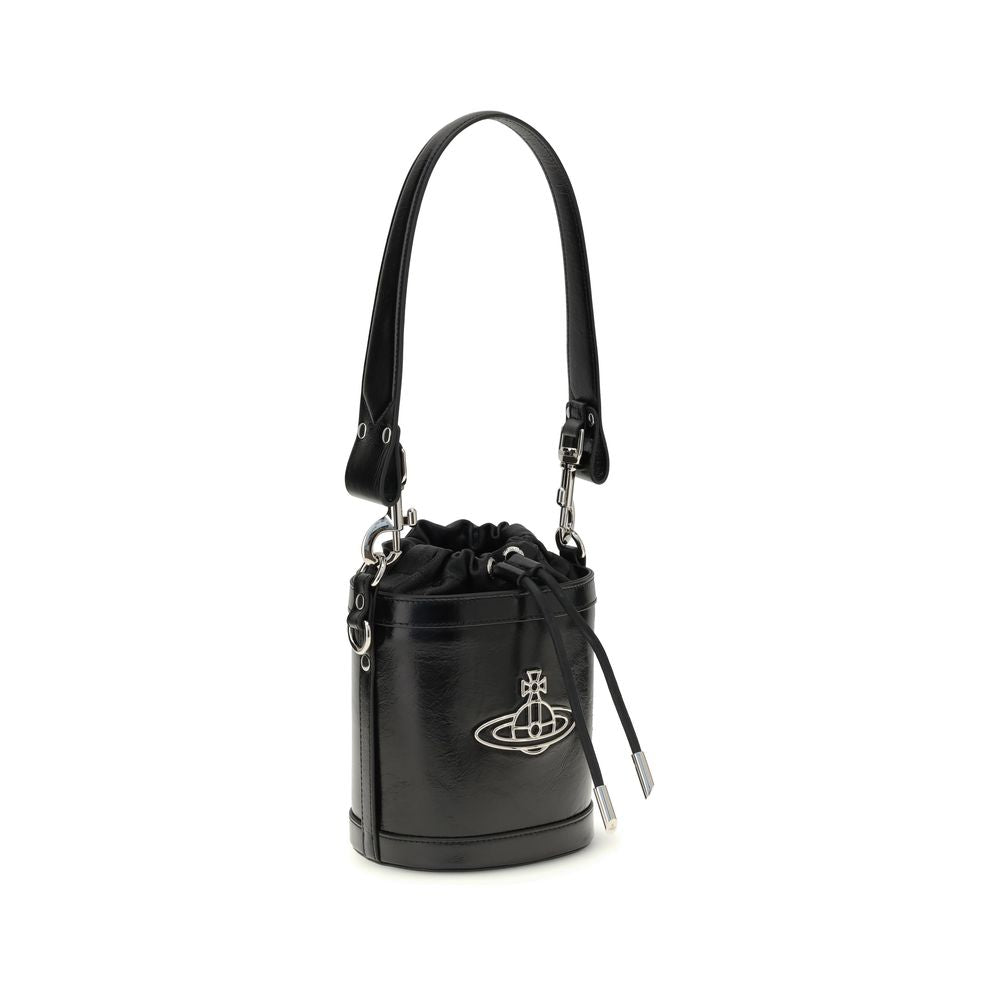 Vivienne Westwood Black Calf Leather Bos Taurus Backet Bag