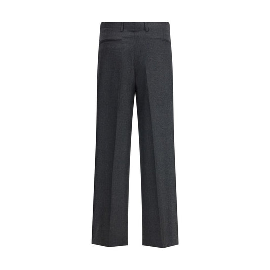 Vivienne Westwood Rafael Pants in brushed wool with wide leg and belt loops, featuring a metallic finish and tailored pleats.