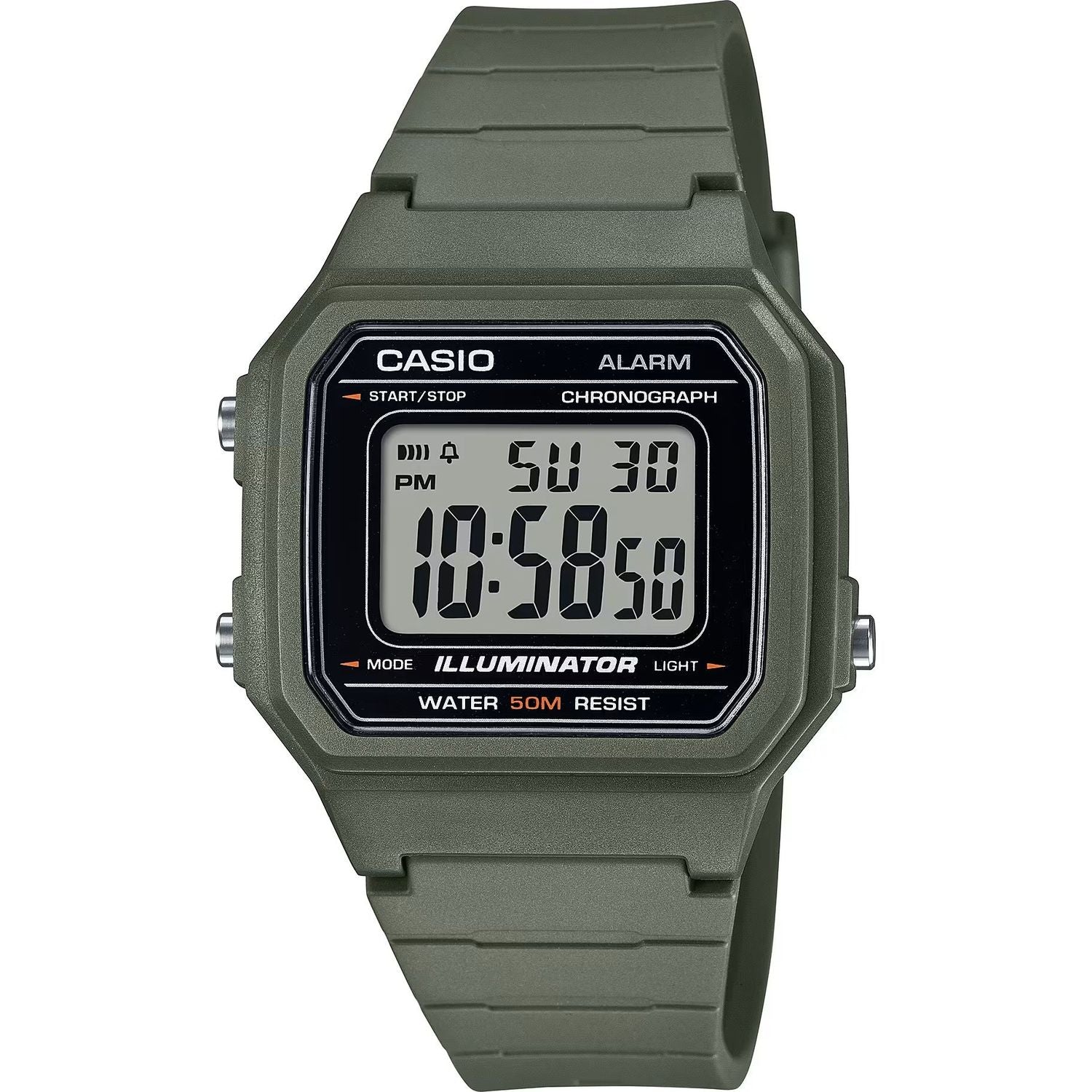 CASIO TIMELESS COLLECTION Mod. SPORT ILLUMINATOR WR 50M. ALARM. CHRONOGRAPH - ARMY GREEN