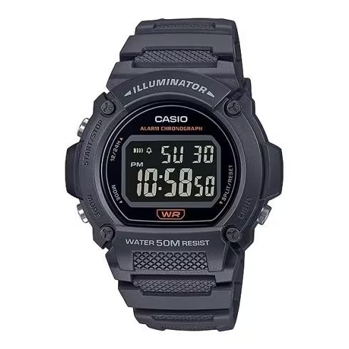 CASIO TIMELESS COLLECTION Mod. SPORT- ILLUMINATOR. WR 50M. ALARM. CHRONOGRAPH - BLACK with resin strap and multifunction quartz movement.