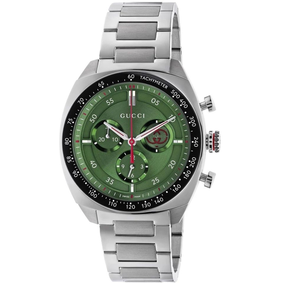 GUCCI Mod. INTERLOCKING watch with green dial and stainless steel bracelet