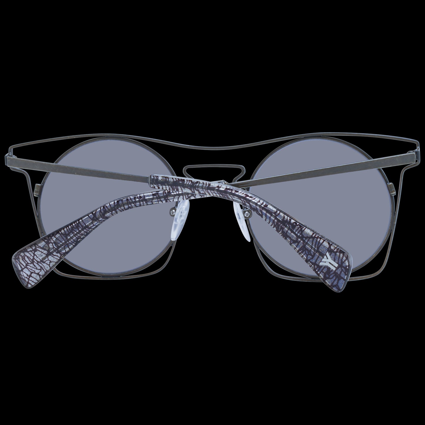 YOHJI YAMAMOTO MOD. YY7005 49004 gent's eyewear with round lenses and unique frame design, rear view.