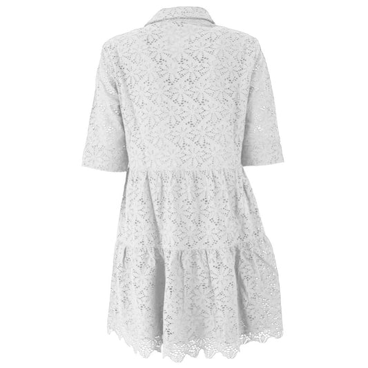 Yes Zee White Cotton Dress YE-14621-M