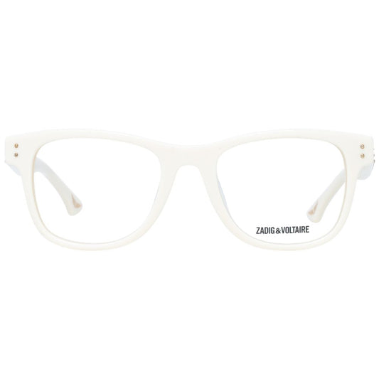 Zadig & Voltaire Cream Women Glasses Frame, full-rim rectangle style, plastic material, demo lenses, cream color with branded case.