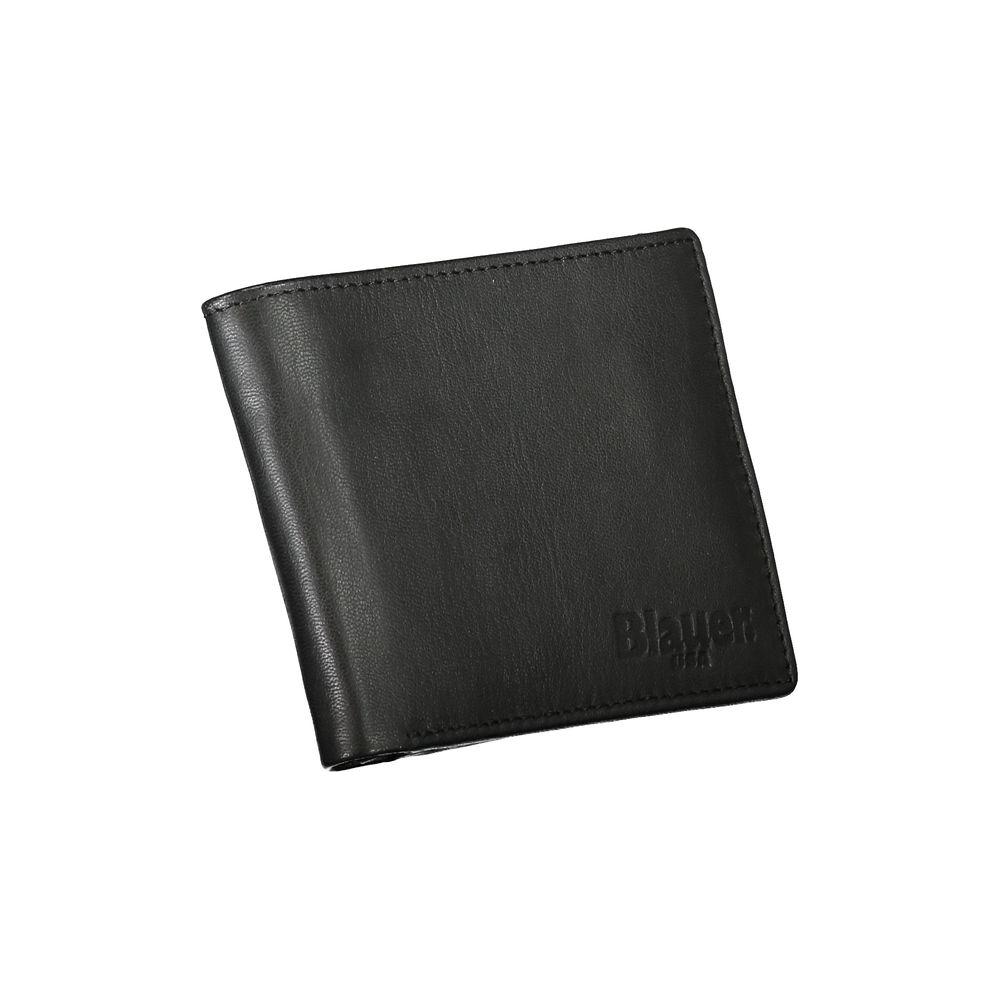 Sleek Black Leather Dual Compartment Wallet Blauer