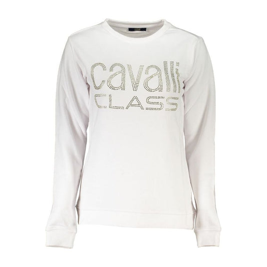Cavalli Class White Cotton Sweater white-cotton-sweater-22