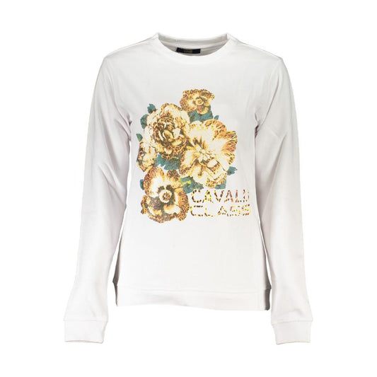 Cavalli Class White Cotton Sweater white-cotton-sweater-18