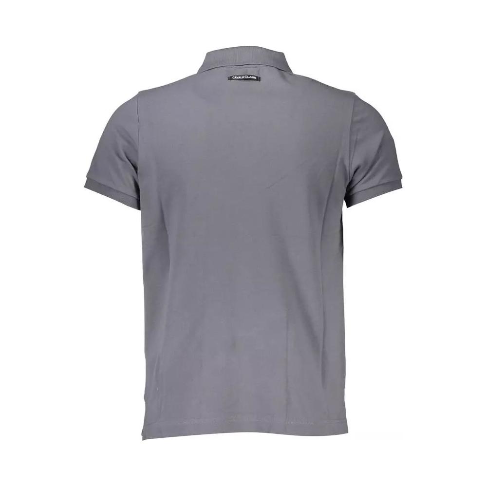 Cavalli Class Sleek Gray Cotton Polo with Classic Print sleek-gray-cotton-polo-with-classic-print