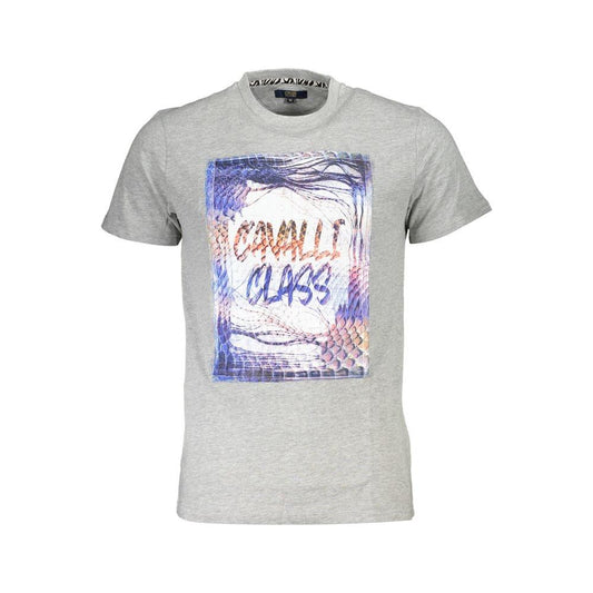 Cavalli Class Gray Cotton T-Shirt gray-cotton-t-shirt-18