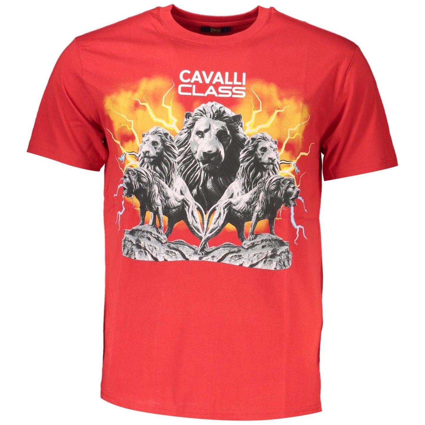 Cavalli Class Elegant Red Printed Tee with Classic Appeal elegant-red-printed-tee-with-classic-appeal