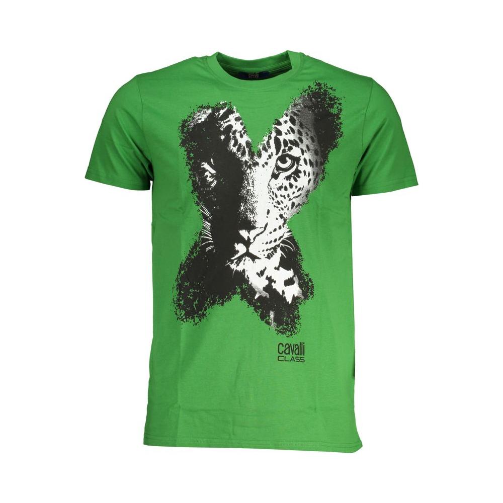 Cavalli Class Green Cotton T-Shirt green-cotton-t-shirt-69