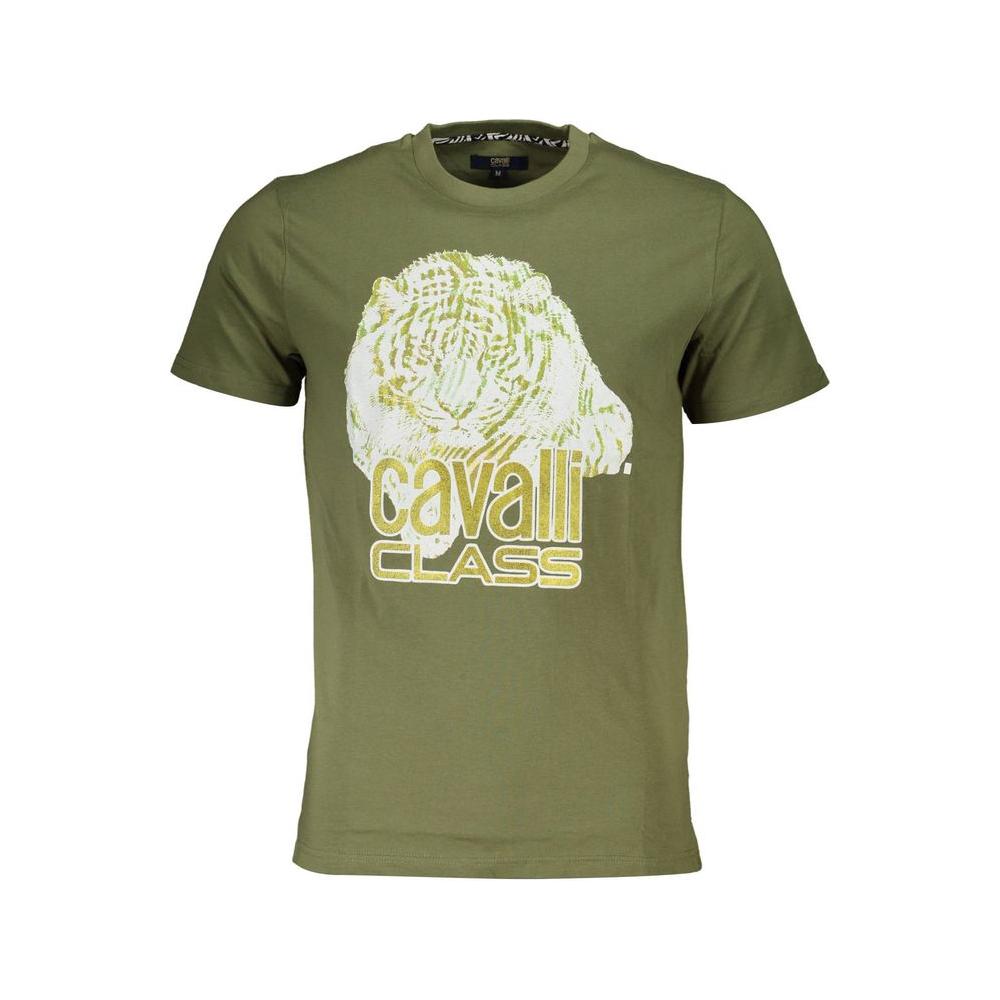 Cavalli Class Green Cotton T-Shirt green-cotton-t-shirt-27