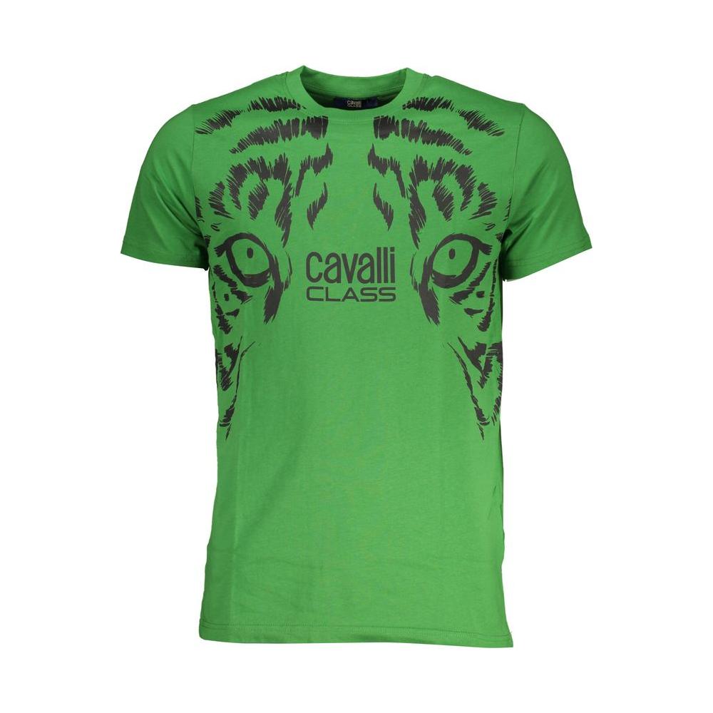 Cavalli Class Green Cotton T-Shirt green-cotton-t-shirt-84