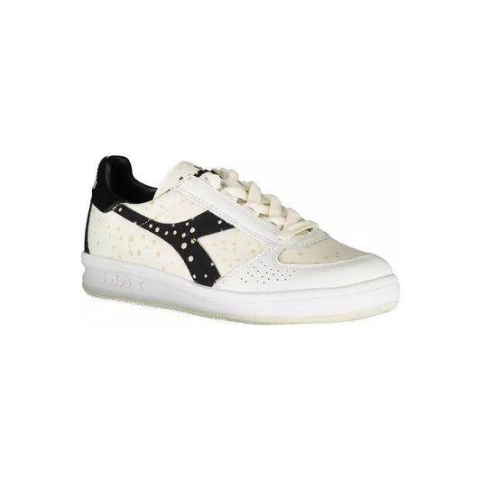 Diadora | Elegant White Lace-Up Sneakers with Logo Accent| McRichard Designer Brands   