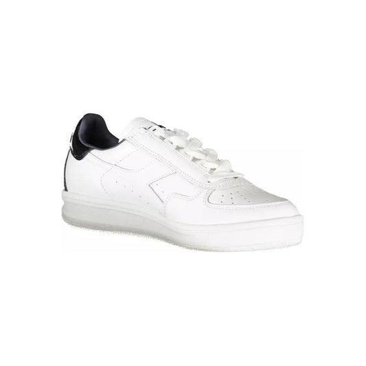 Diadora | Elegant White Lace-Up Sneakers with Contrast Detail| McRichard Designer Brands   