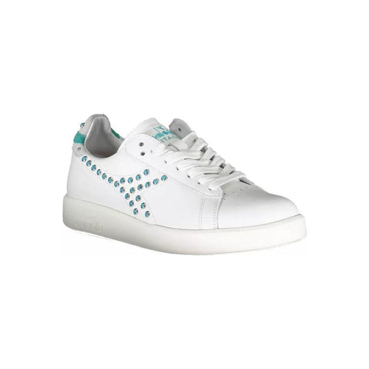 Diadora | Chic White Lace-up Sneakers with Contrasting Accents| McRichard Designer Brands   