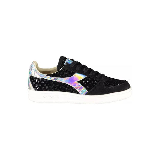 Diadora | Chic Black Lace-Up Sneakers with Contrasting Details| McRichard Designer Brands   