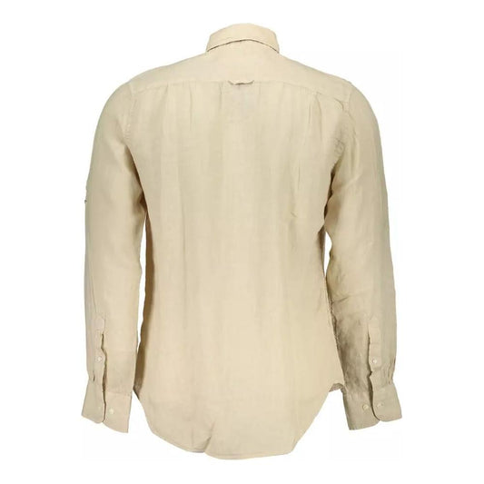 Gant | Beige Linen Double Pocket Shirt| McRichard Designer Brands   