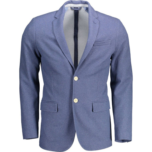 Gant | Chic Slim-Fit Blue Jacket with Elegant Detailing| McRichard Designer Brands   