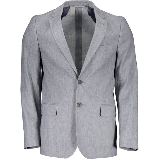 Gant | Elegant Gray Linen-Cotton Blend Jacket| McRichard Designer Brands   