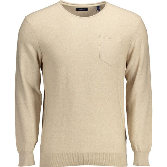 Gant Elegant Beige Crew-Neck Sweater with Embroidery elegant-beige-crew-neck-sweater-with-embroidery