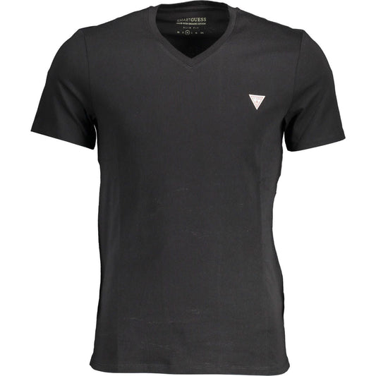 Guess Jeans Sleek V-Neck Logo Tee in Classic Black sleek-v-neck-logo-tee-in-classic-black