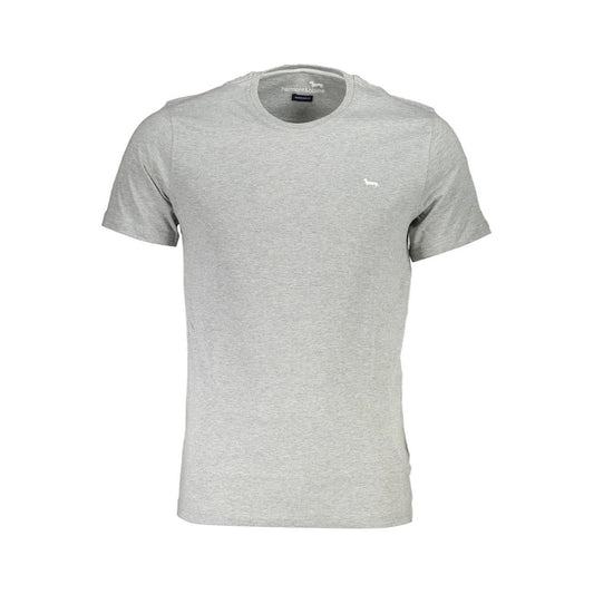 Harmont & Blaine grey cotton men's T-shirt with short sleeves and embroidered logo.