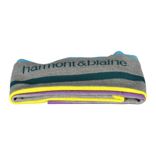 Harmont & Blaine | Classy Gray Wool-Blend Scarf with Embroidery| McRichard Designer Brands   
