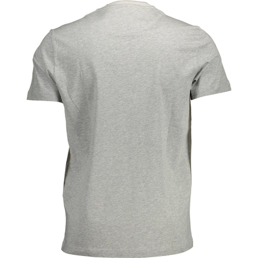 Harmont & Blaine | Elegant Gray Cotton T-Shirt with Contrast Details| McRichard Designer Brands   
