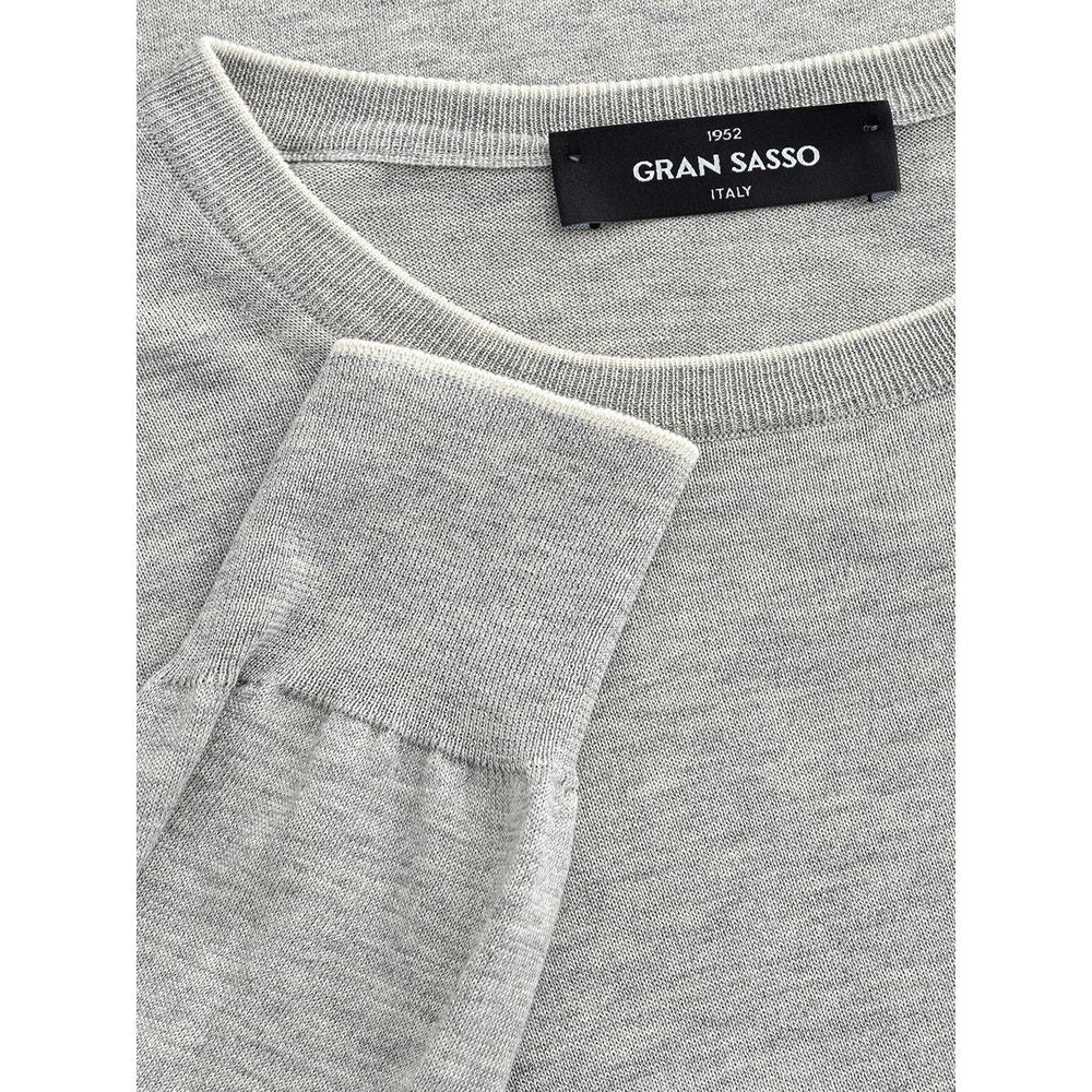Gran Sasso Elegant Gray Silk-Cotton Sweater elegant-gray-silk-cotton-blended-sweater