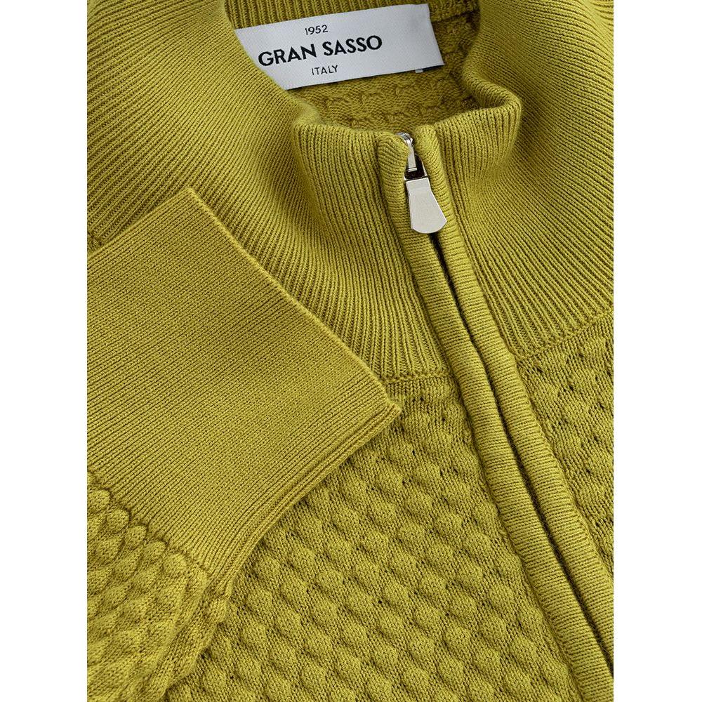 Gran Sasso Elegant Yellow Cotton Cardigan for Men sunshine-yellow-italian-cotton-cardigan