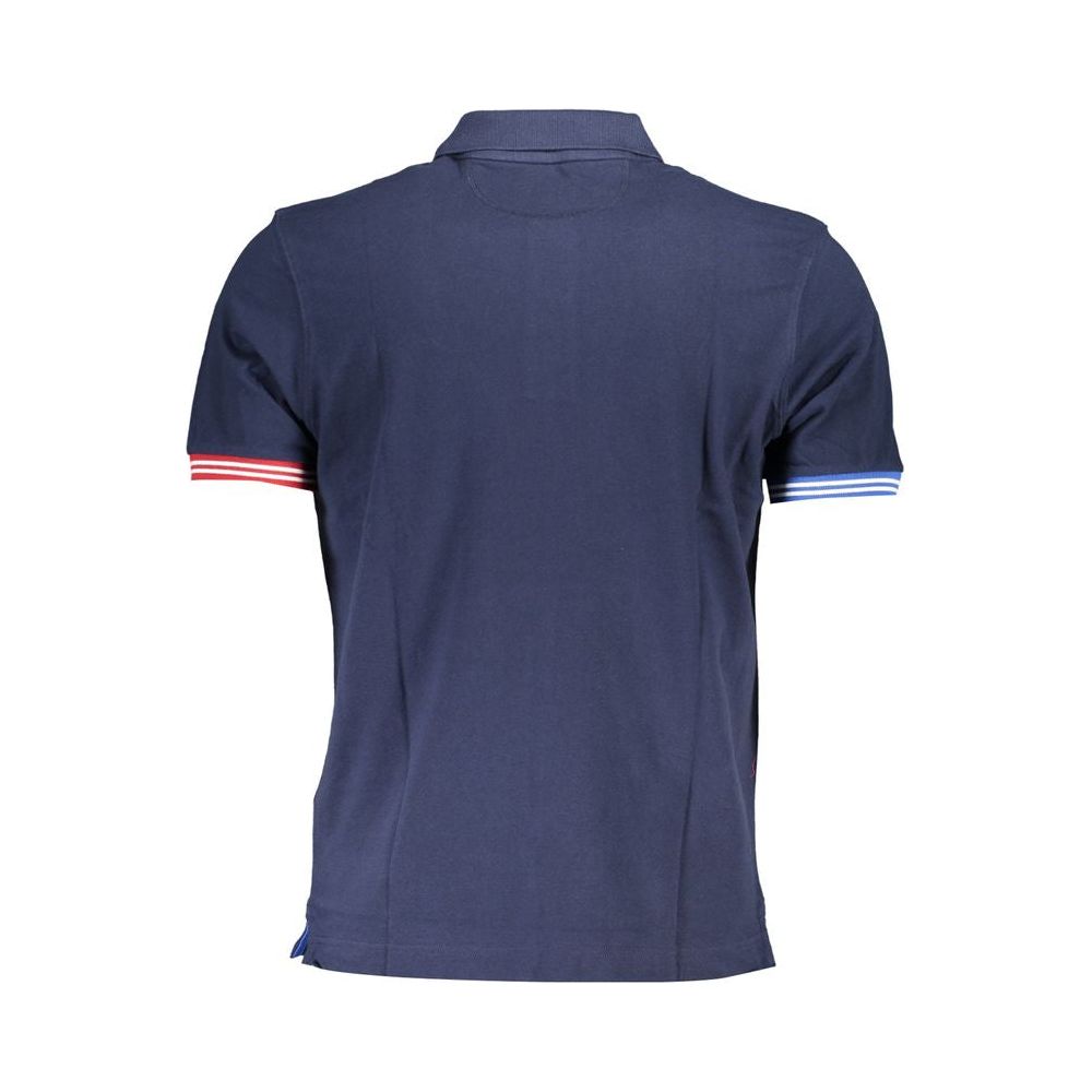 La Martina Elegant Blue Contrast Detail Polo Shirt elegant-blue-contrast-detail-polo-shirt