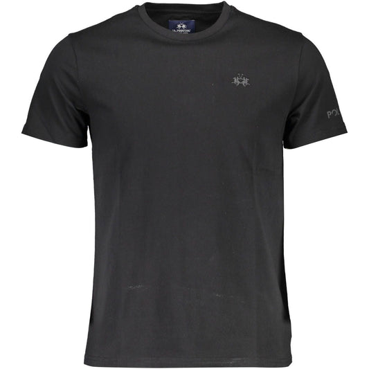 La Martina Elegant Embroidered Logo Black T-Shirt elegant-embroidered-logo-black-t-shirt