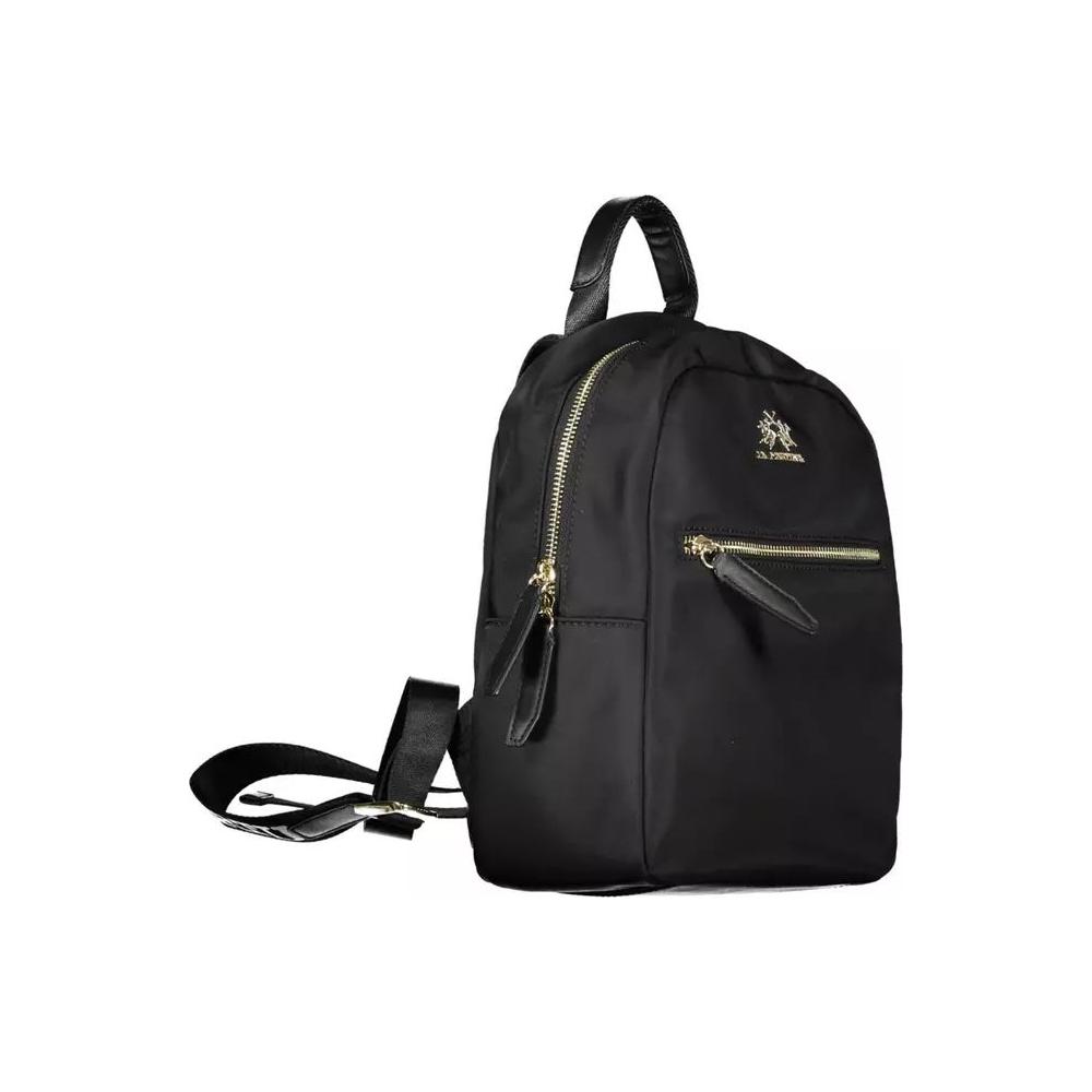 La Martina Chic Black Nylon Backpack with Logo Detail chic-black-nylon-backpack-with-logo-detail