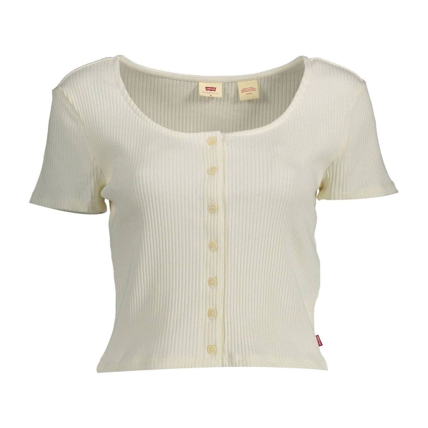 Levi's Chic White Buttoned Tee with Wide Neckline chic-white-buttoned-tee-with-wide-neckline