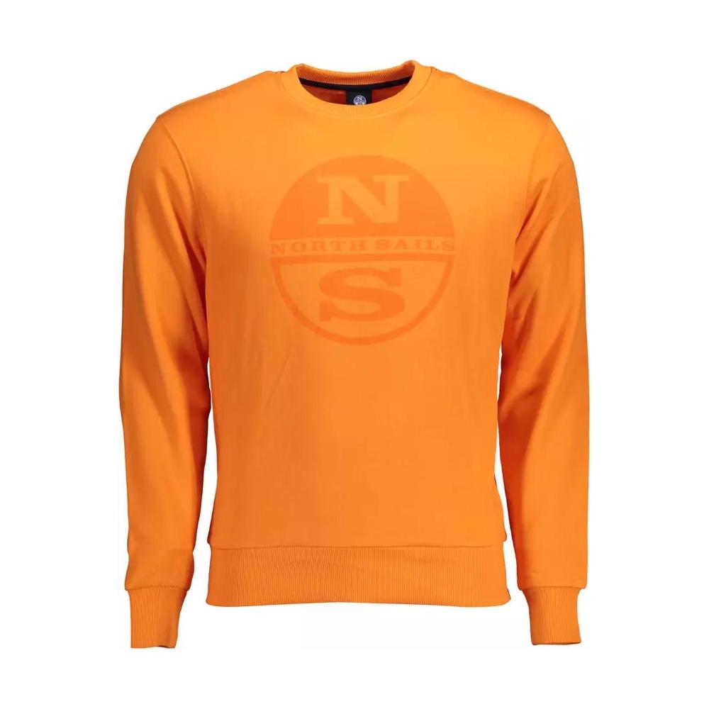 North Sails Vibrant Orange Cotton Sweatshirt with Chic Logo Print vibrant-orange-cotton-sweatshirt-with-chic-logo-print